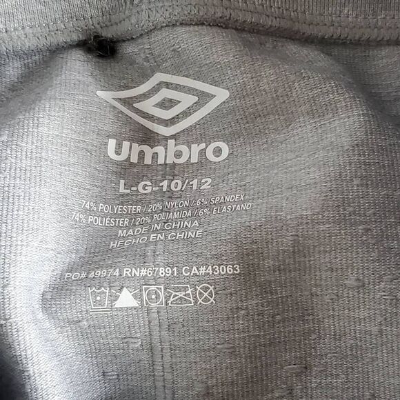 Umbro Girls L 10/12 Gray Jogger Sweatpants Pockets Ribbed Panels Stretch Drawstr - Picture 5 of 8